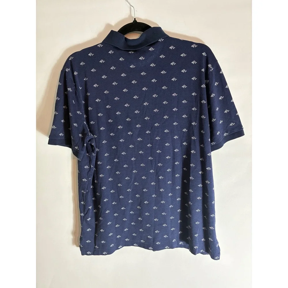 Polo Ralph Lauren Mens Navy Blue RPL Monogram Print Classic Fit Polo Shirt M
